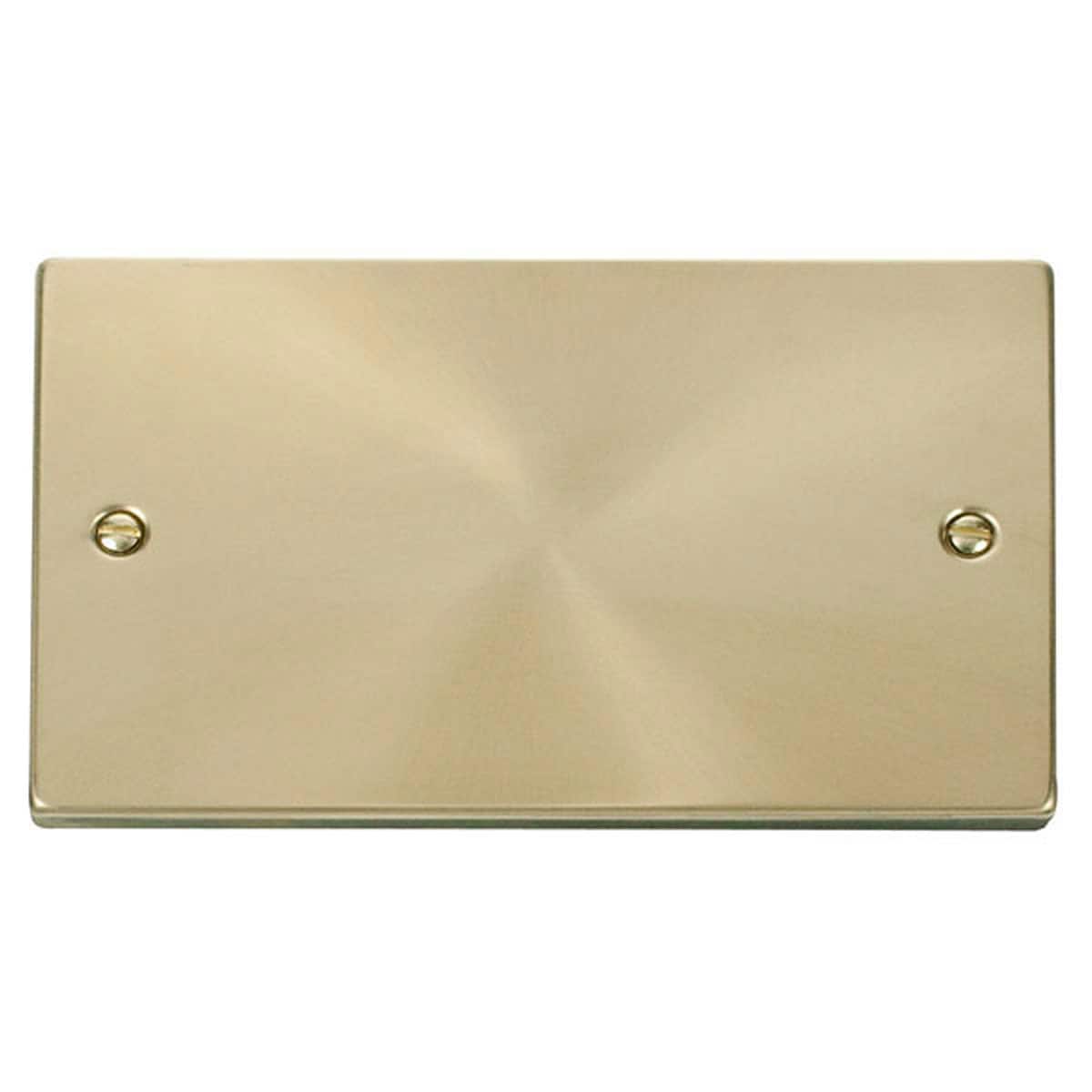 SE HOME Satin Brushed Brass 2 Gang Blank Plate Gold Satin Brass