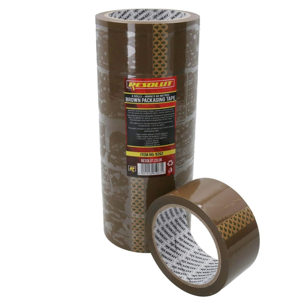 image 1 of Brown Parcel Packaging Tape 48mm x 68 Metres per Roll Sealing Heavy Duty 12 Rolls
