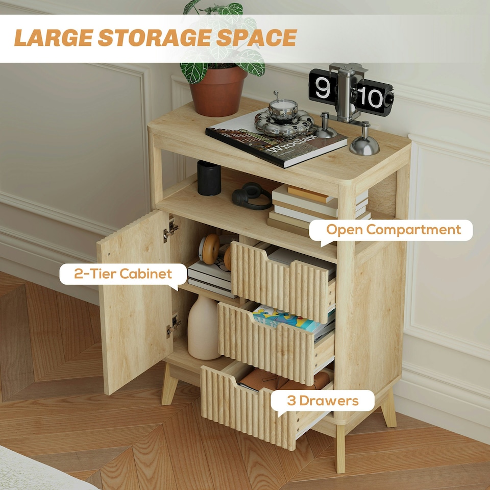 image 1 of HOMCOM Modern Sideboard Storage Cabinet for Living Room Dining Room Bedroom Yellow
