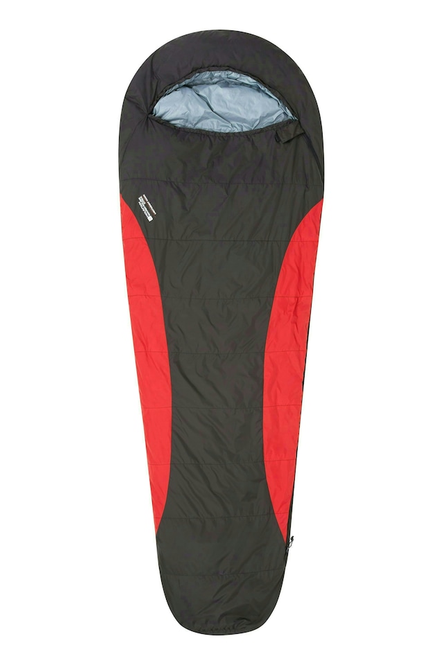 image 1 of Mountain Warehouse Extreme Down Sleeping Bag Hooded Two Way Zipped Camp Bed | Red
