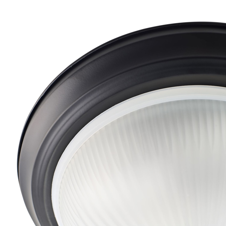 image 1 of Traditional Matt Black IP44 Bathroom Ceiling Light Fitting with Frosted Glass | Black | Black | 1