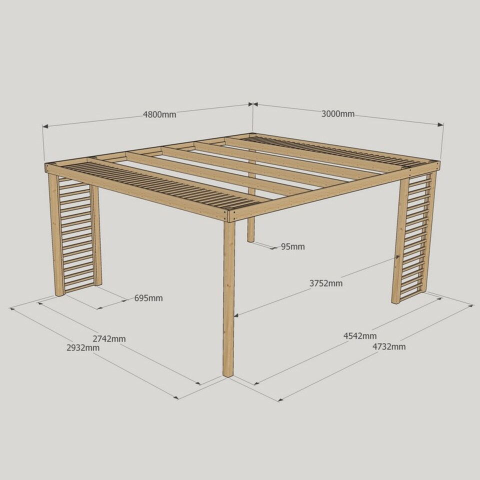 image 1 of Panel Pergola - Wood - L300 x W480 cm - Light Green