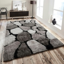 Home Republic Pebbles Shaggy Rug - 80 x 150 Silver
