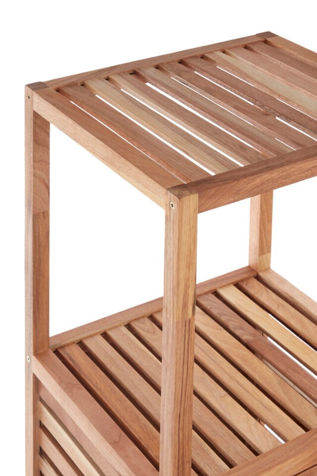image 1 of ARLA Two Tier Walnut Wood Bathroom Shelf Unit