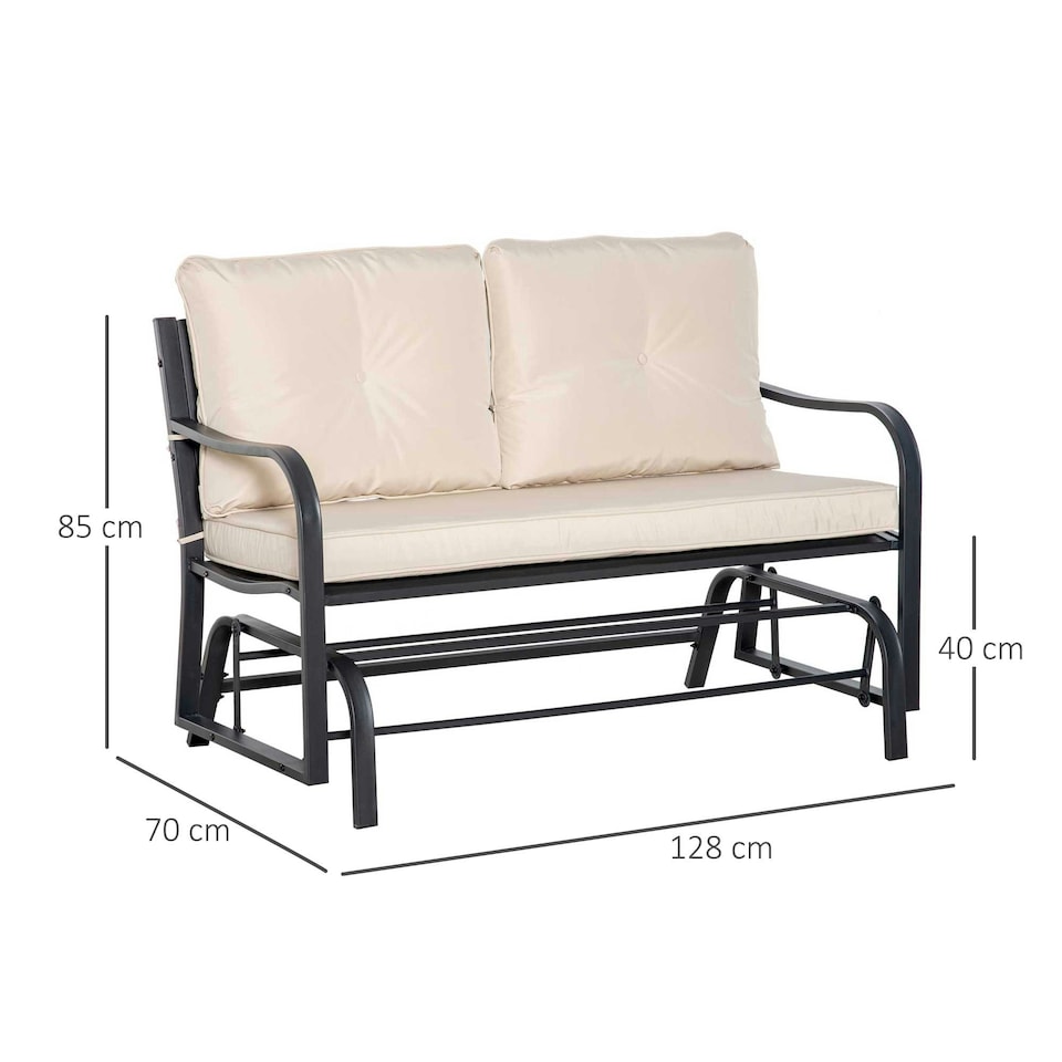 image 1 of Outsunny Outdoor Double Rocking Chair Glider Loveseat, Khaki