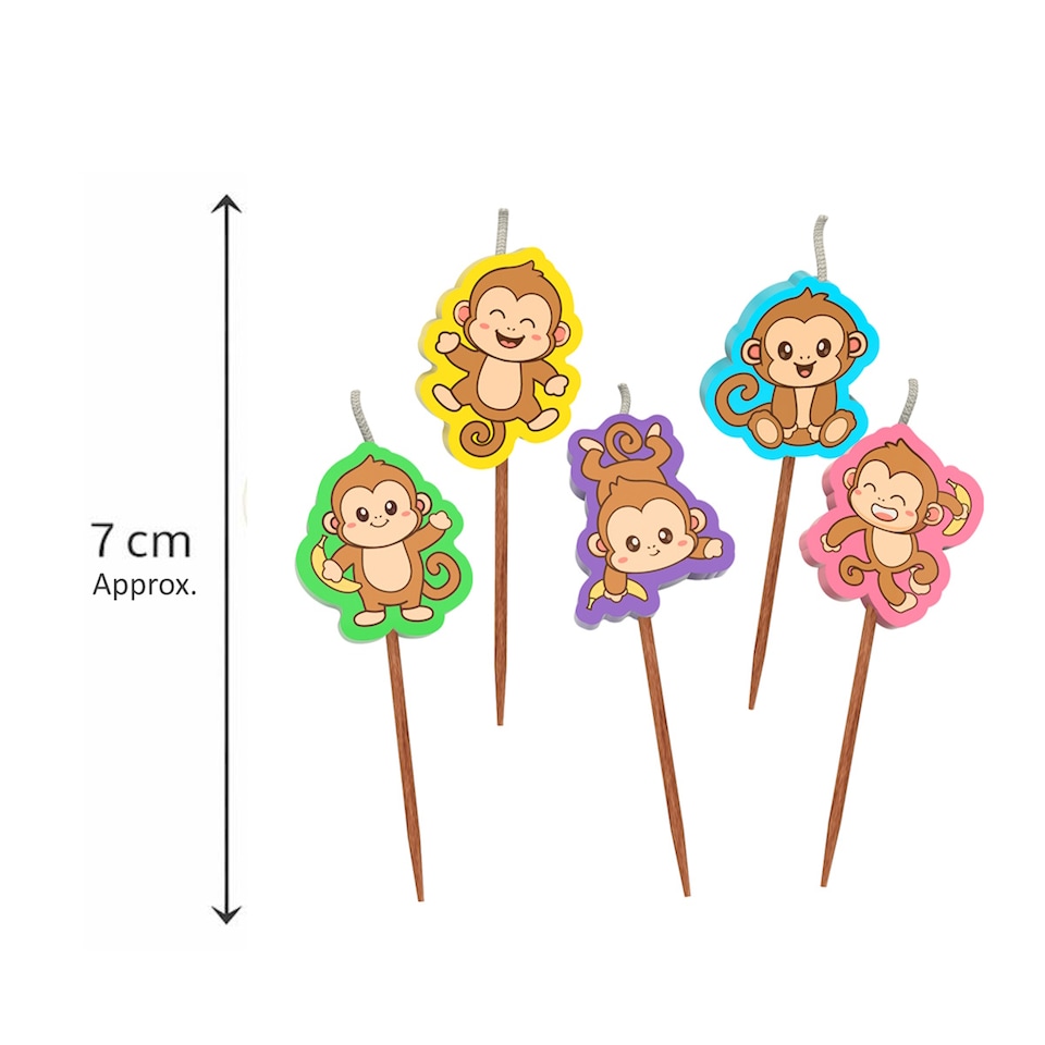 image 1 of Kids Cheeky Monkey Jungle Birthday Candles Set
