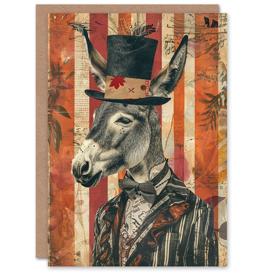 image 1 of Dapper Bow Tie Suit Top Hat Collage Arty Birthday Card