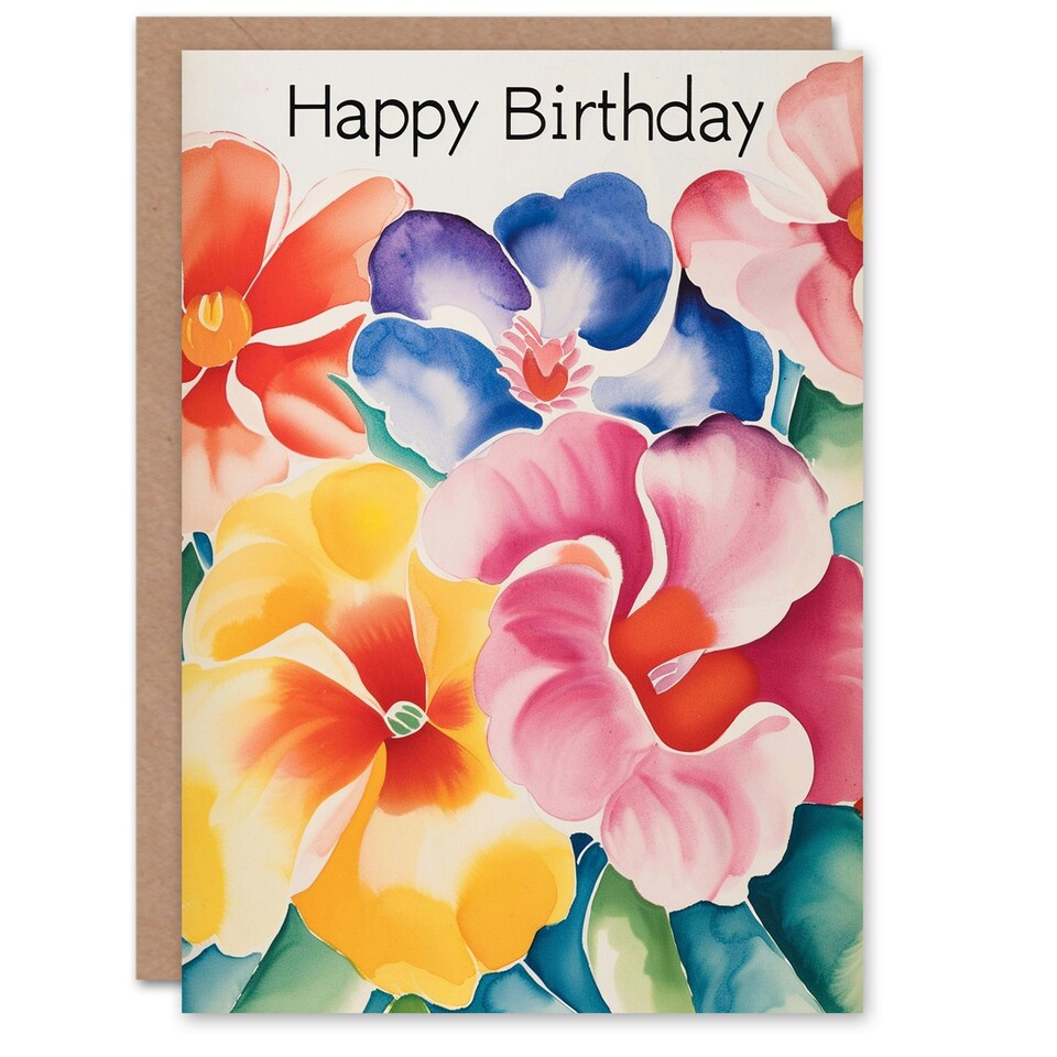 image 1 of Begonia Flowers Bright Floral Watercolour Her Birthday Card