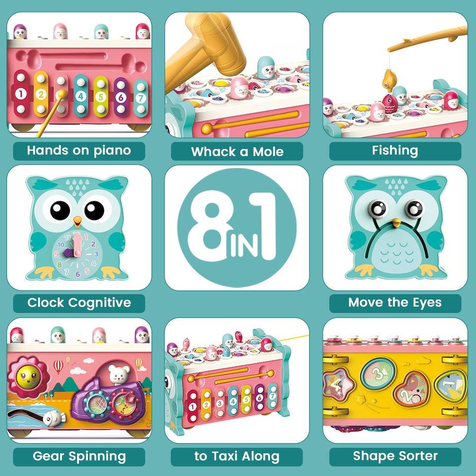 image 1 of 8-in-1 Music Activity Educational Toy – Light, Sound & Learning Fun!