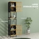 image 3 of HOMCOM Tall Bathroom Storage Cabinet, Slim Bamboo Bathroom Cabinet with 2 Open Compartments, 2 Slatted Doors and Adjustable Shelves, Black