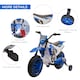 image 5 of HOMCOM 12V Kids Electric Motorbike Ride-On Motorcycle w/ Training Wheels - Blue