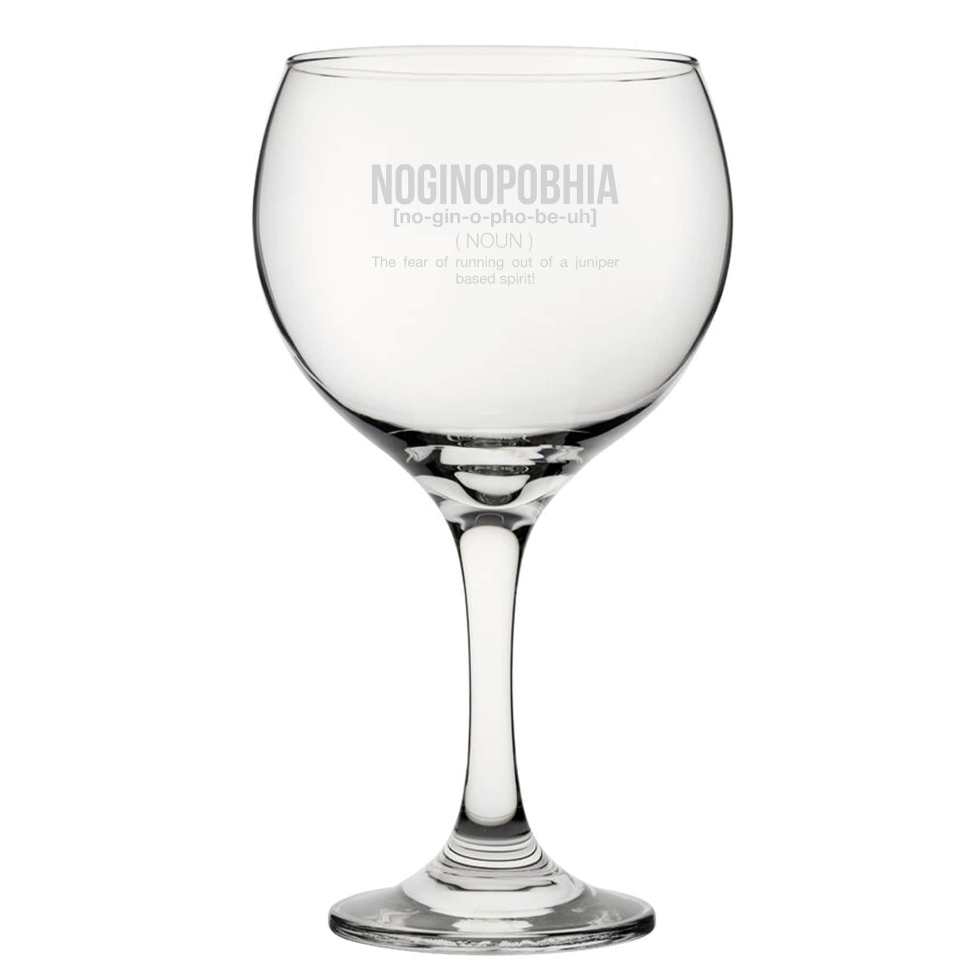 Personalised Noginophobia Engraved Gin Balloon Cocktail Glass