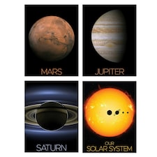 Set of 4 NASA Our Solar System Planets Mars Jupiter Saturn Images Wall Art Print A4