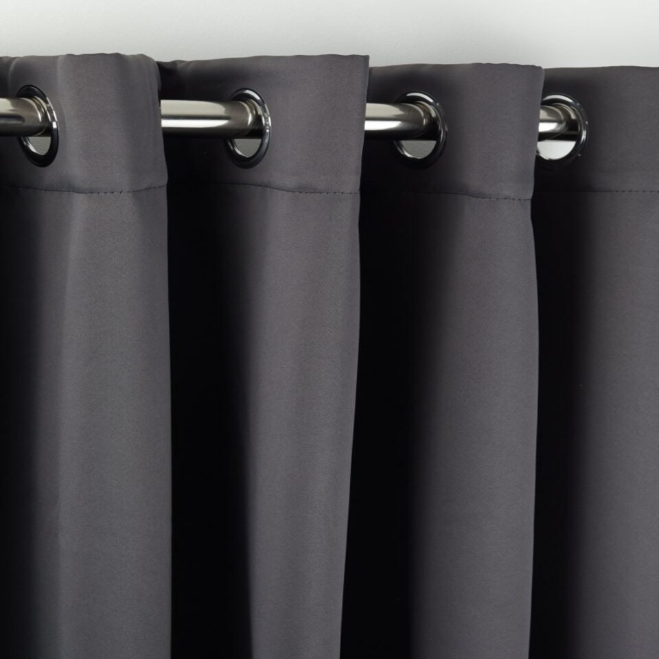 image 1 of Woven Thermal Blackout Eyelet Curtains Charcoal 228cm x 228cm