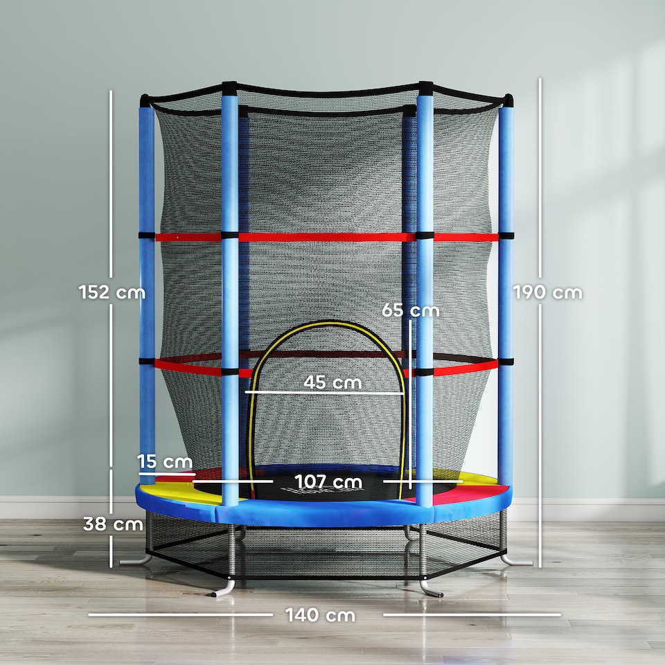 image 1 of HOMCOM Kids Trampoline Mini Bouncer w Enclosure Net for 3-6 Years
