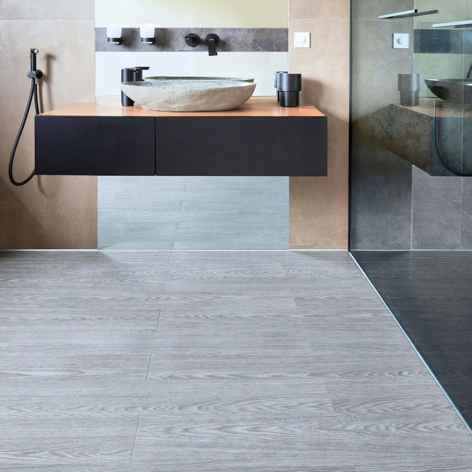 image 1 of NOVECRAFTO Self Adhesive Floor Planks | 5.9x35.9in (91.4x15.2cm) Each | Peel & Stick Vinyl Flooring | Grey Oak Wood Effect | Waterproof DIY Tiles Grey | 5 sqm