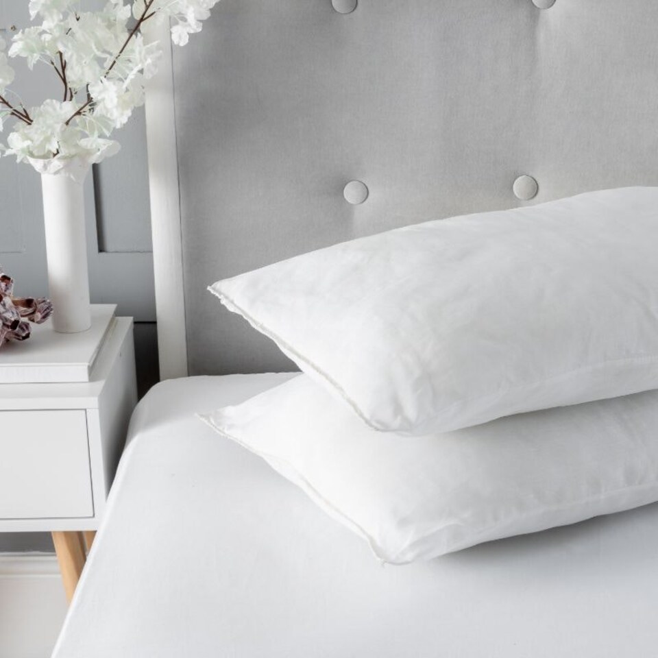 image 1 of Microfibre Soft Pillow Pair Hollowfibre Filling Soft Non Allergenic Cover White