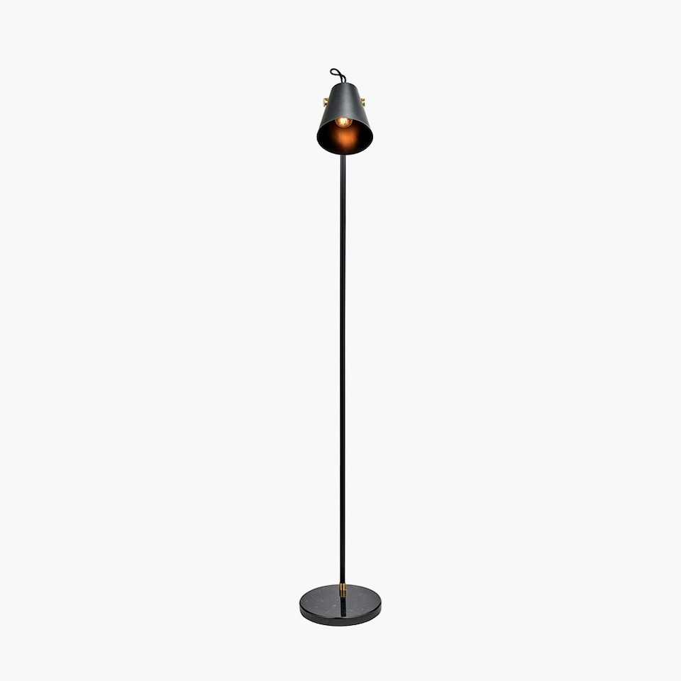 image 1 of Black and Brushed Brass Task Floor Lamp Black | Gold