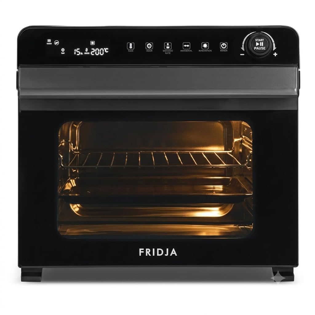 Fridja Super Oven Compact Digital Air Fryer Oven, Intelligent Presets, Powerful Convection Fan, Easy to Clean, Fast and Versatile, Stainless Steel Int