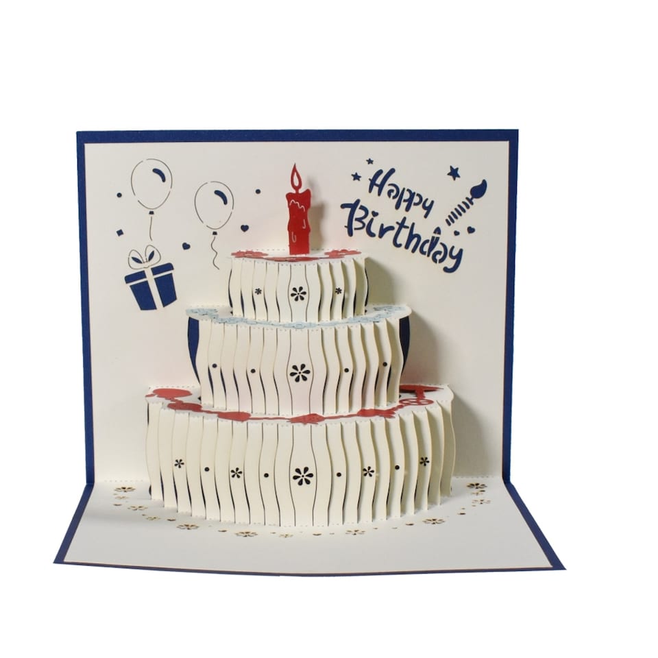 image 1 of Blue Fruit Cake Design 3D Pop Up Birthday Card