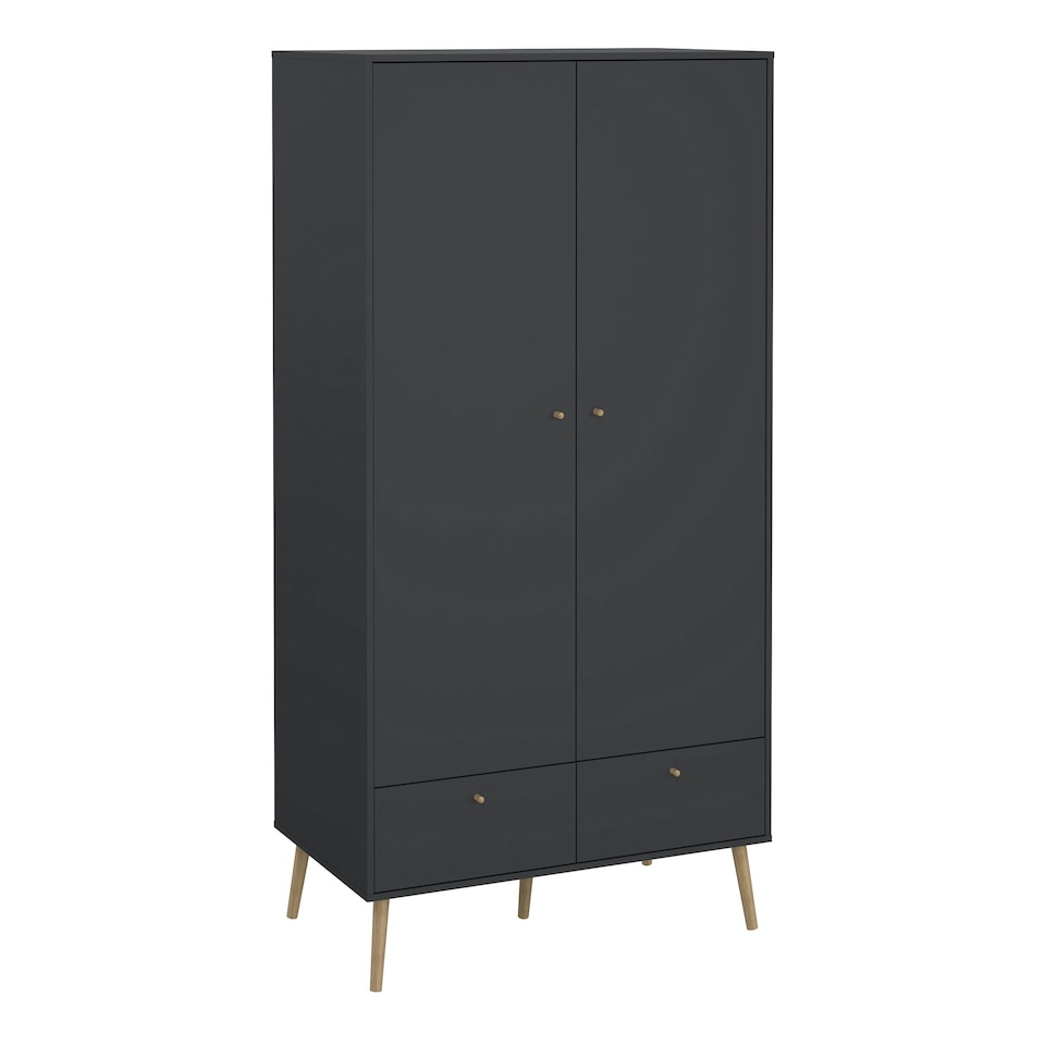 image 1 of Cumbria Wardrobe with 2 Doors + 2 Drawers Dark Grey