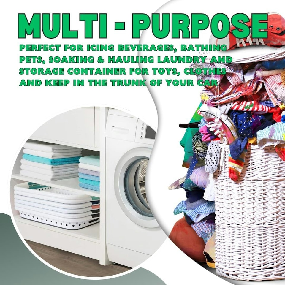 image 1 of Marco Paul  Collapsible Laundry Basket Folding Pop Up Washing Bin Clothes Storage White