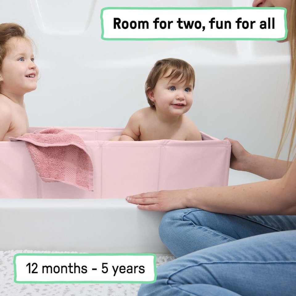 image 1 of Ingenuity Tuckaway Toddler Tub Pink Suitable From 12 Months to 5 Years