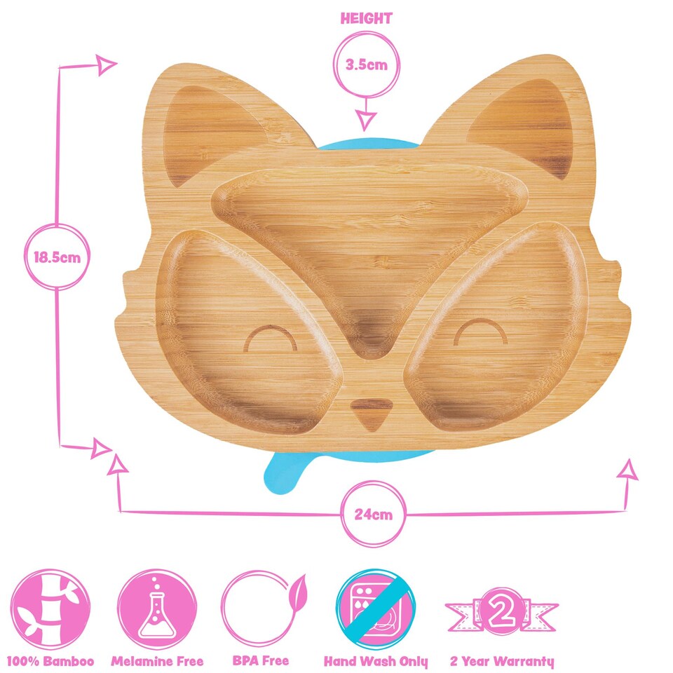 image 1 of Tiny Dining Children's Bamboo Suction Fox Plate - Red | Red | Red
