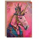 image 1 of Stylish Pink Steampunk Unicorn Top Hat Suit Daughter Son Birthday Card