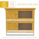 image 9 of PawHut Rabbit Hutch, Double Decker Cage w/ Roof, Divider, Ramp, Yellow