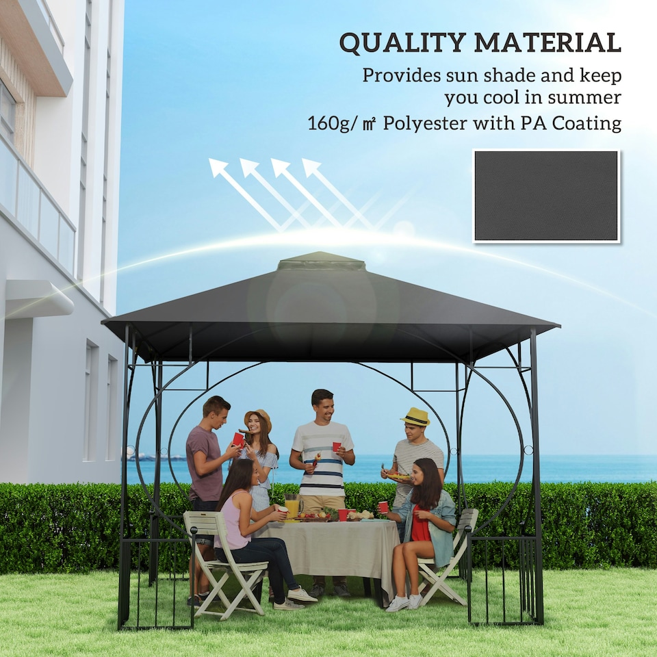 image 1 of Outsunny Gazebo Canopy Replacement Cover 3 x 3(m) 2-Tier Roof Top for Garden