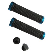 Double Lock On Handlebar Grips 130mm Rubber Bicycle Bike Stunt Scooter Grips with 3mm Allen Key Clamps & Black Bar End Plugs