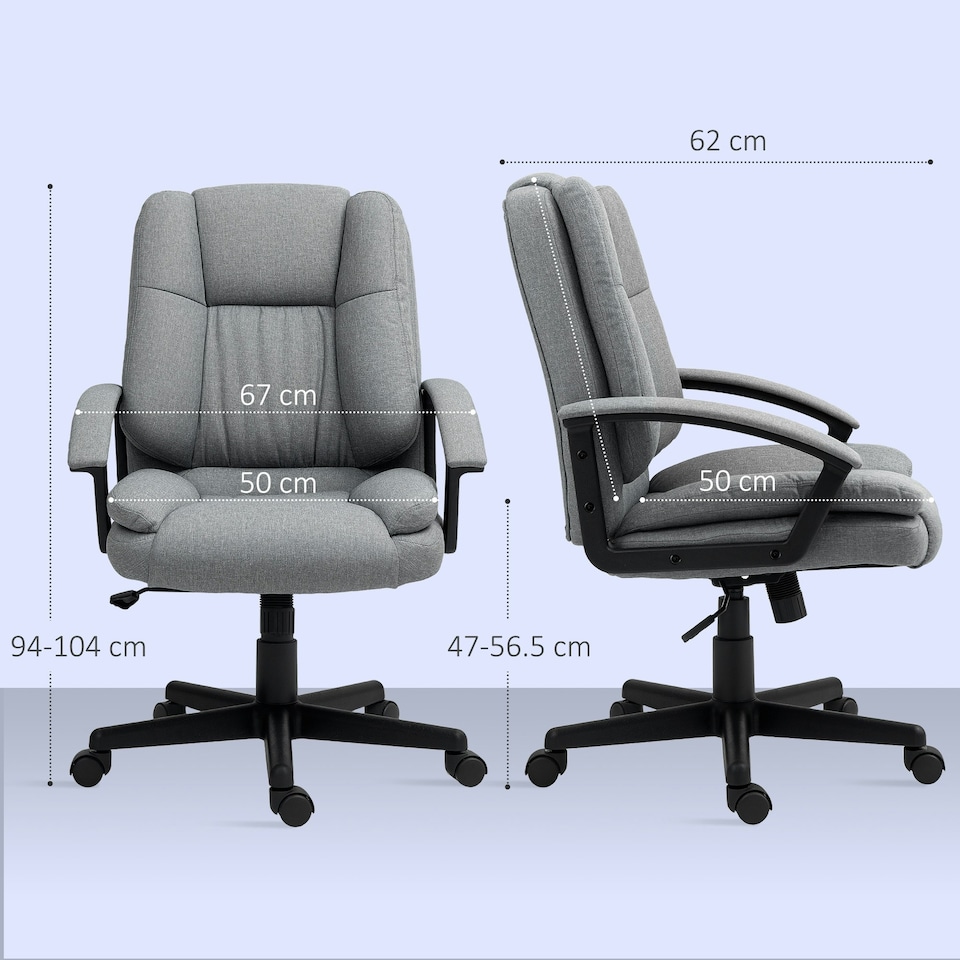 image 1 of HOMCOM Swivel Executive Office Chair Mid Back Chair w/ Arm, Grey