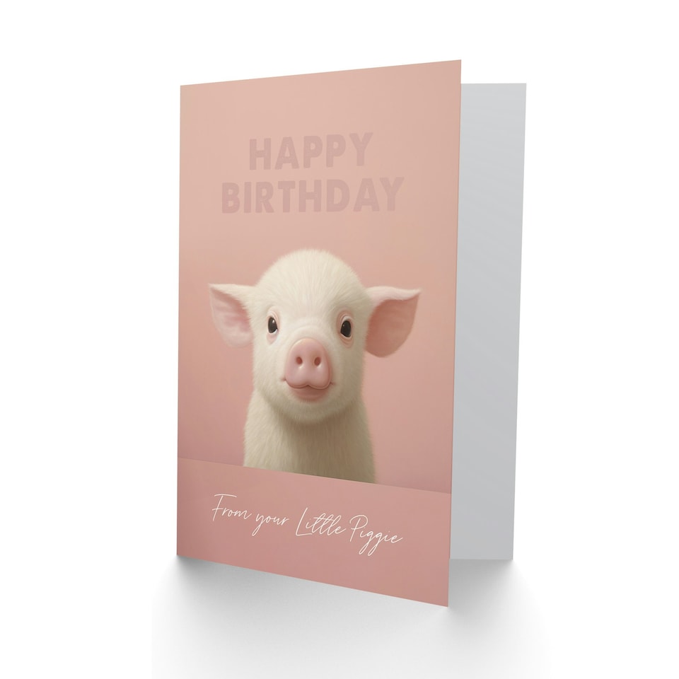 image 1 of Cute Pink Little Piggie From Child For Mum Mom Birthday Card