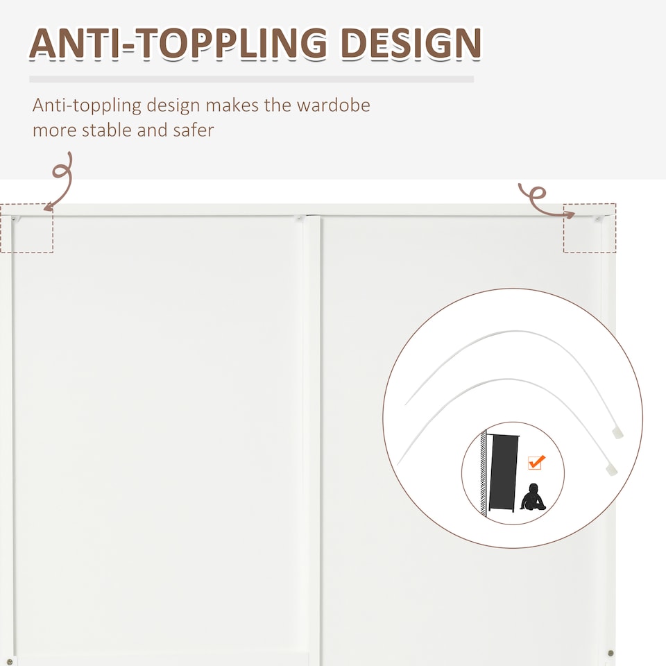 image 1 of HOMCOM 2 Door 3 Drawer Mirrored Wardrobe with Hanging Rail, Modern Clothes Storage Cupboard with Mirror, Drawers and Adjustable Shelves for Bedroom, 80 x 50 x 180 cm, White