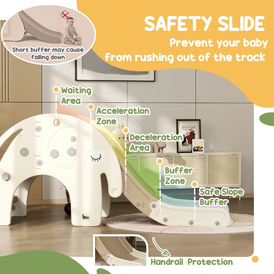 image 1 of AIYAPLAY 3 in 1 Kids Slide for 1-3 Years, Elephant-Themed Indoor Slide