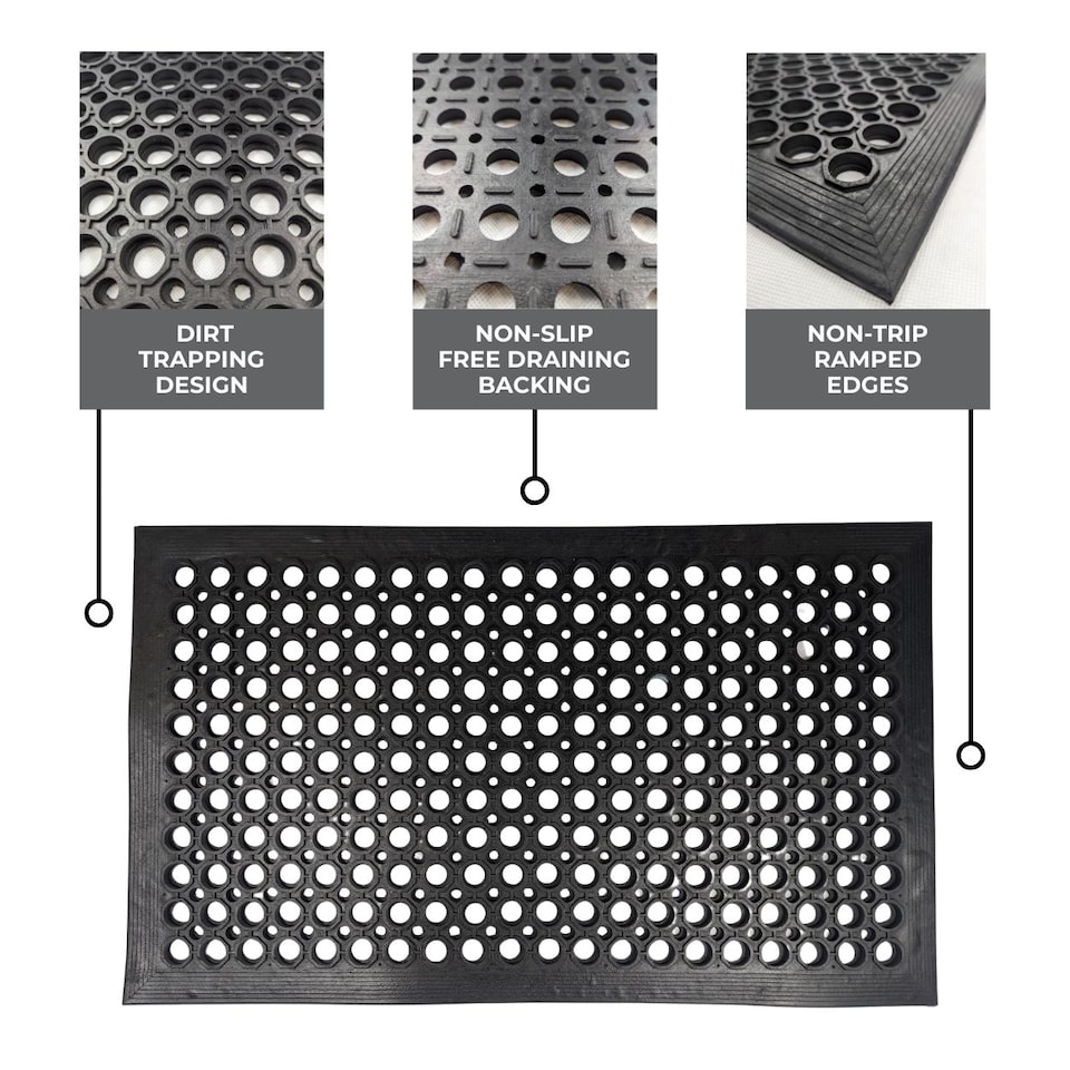 image 1 of Rubber Door Mat - 10.3m x 0.9m - Non-Trip Ramp Edge - Heavy Duty - Non Slip - Wheelchair & Pushchair Friendly