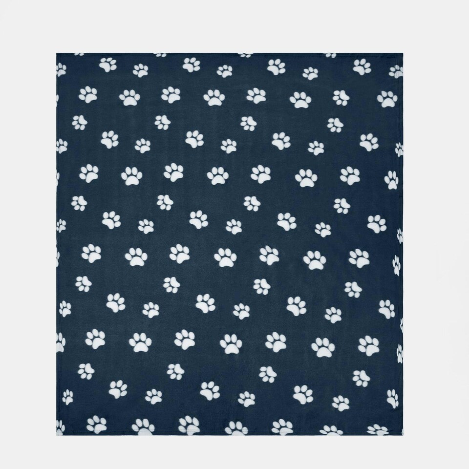 image 1 of OHS Pet Dog Blanket Crate Paw Puppy Animal Mat, 120x150cm - Navy Blue