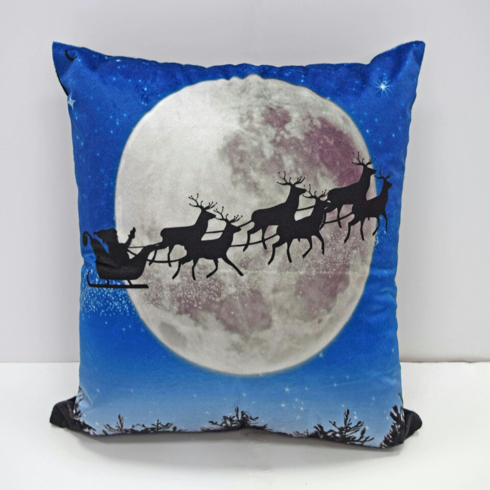 image 1 of Flying Sleigh Cushion Cover with Cusion Pads (43x43 cm) Multi Multi