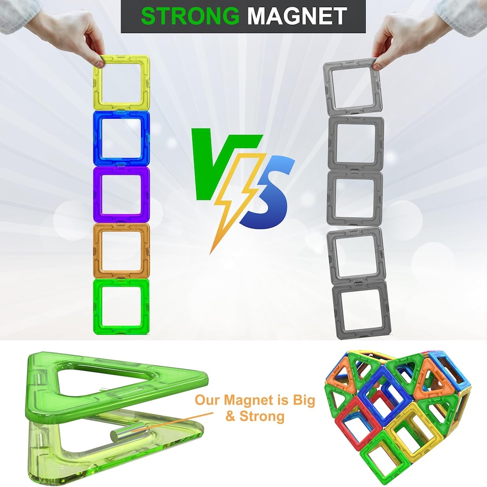 image 1 of Desire Deluxe Magnetic Building Blocks Gift 94PC Kids Magnetics Construction Block Games for Boys and Girls Creativity Educational Children's Toys for Age 3 4 5 6 7 Year Old