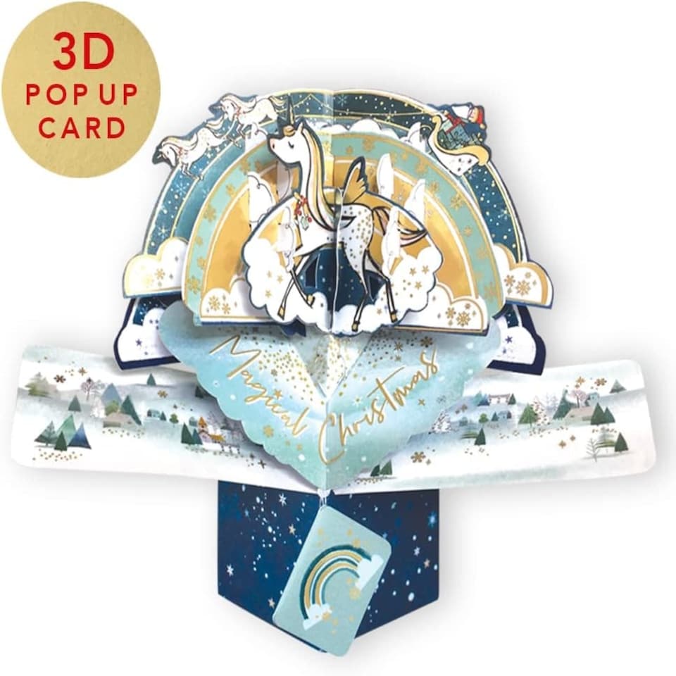 image 1 of Magical Unicorn 3D Pop Up Christmas Greeting Card