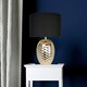 image 5 of First Choice Lighting Textured Ceramic Bedside Table Light with Pale Gold Plated Finish and Black Textured Cotton Fabric Shade Gold | Black