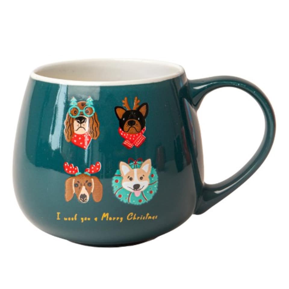 image 1 of Christmas Animal Ceramic Mug 400ml | Green | Reindeer Dog | 400ml | 1