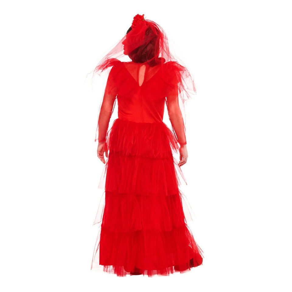 image 1 of Beetlejuice Womens/Ladies Lydia Deetz Wedding Costume Dress - Red - L L