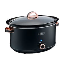 Cooks Professional 8L Slow Cooker with Lid, Removable Bowl & 3 Heat Settings | Black | Black & Copper