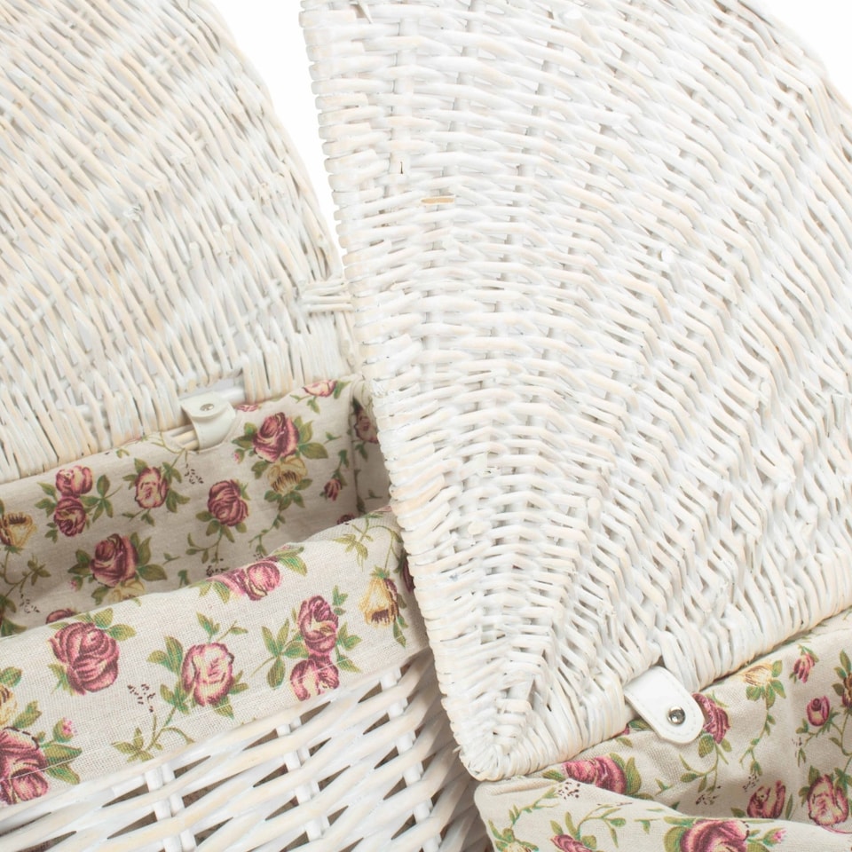 image 1 of Set of 2 Cotton Lined Wicker White Wash Corner Laundry Baskets | Grey | Grey