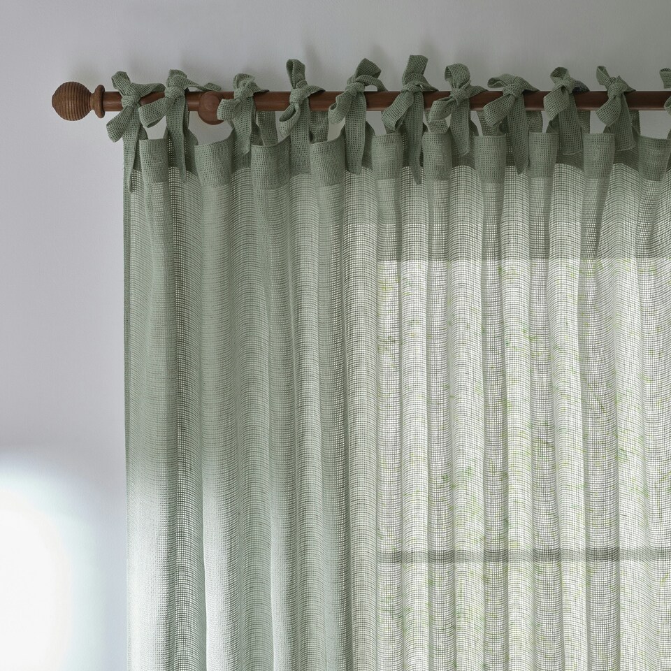 image 1 of Yard Nimbus Sheer Eucalyptus Tie Top Curtain Panel 290 x 250 cm Multi
