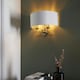 image 5 of Highclere Shade Wall Lamp, Antique Brass Plate, Vintage White Fabric