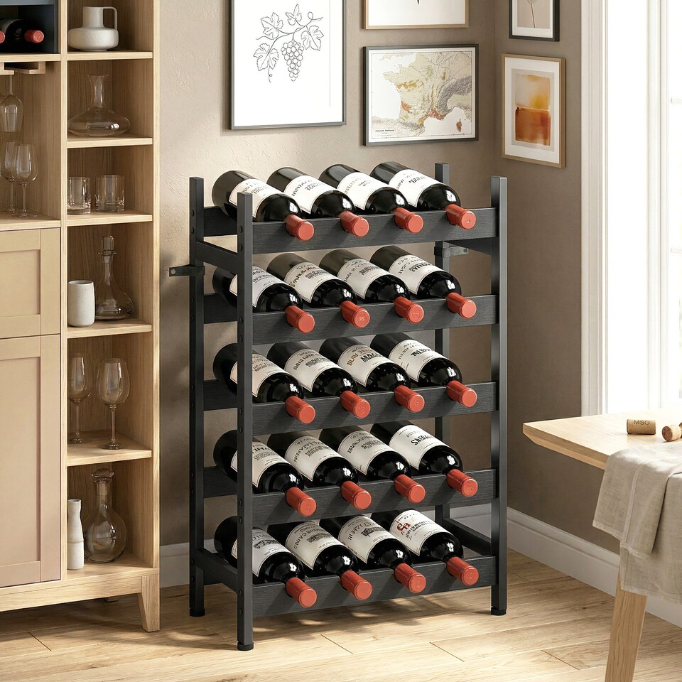 image 1 of HOMCOM Wine Rack Freestanding 5-Tier 20-Bottle Capacity Black