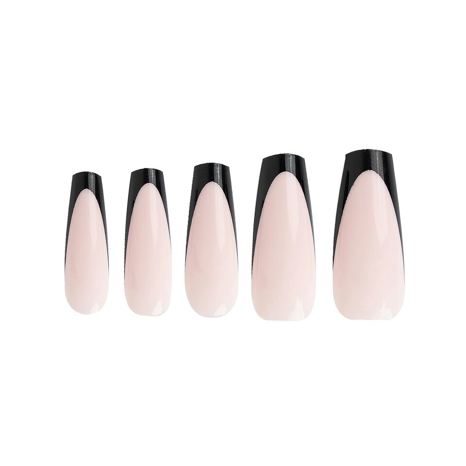 image 1 of Invogue Black French Tip Coffin Nails - Pack of 24